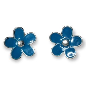 1990s Blue Enamel Flower Earrings